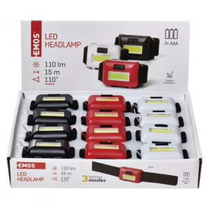 LATARKA CZOŁOWA LED COB 1W 110Lm 15m 3xAAA